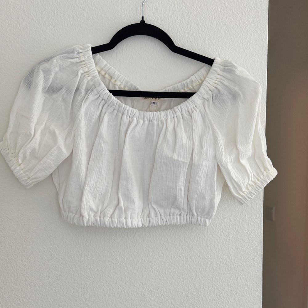 Wild Fable Ivory Puff Sleeve Blouse